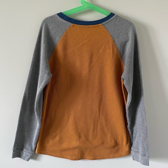 Old Navy Boys Thermal Knit Raglan Long Sleeve T-Shirt - Yellow, Grey, & Navy - Picture 7 of 7
